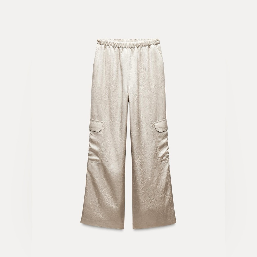 ZARA DRAPED SATIN EFFECT PANTS COLLECTION ELEGANT CREAM TOP SIZE M - Picture 8 of 13
